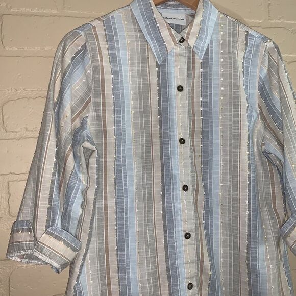 Alfred Dunner Blue Cotton Button Down. Size 10 - Picture 7 of 14